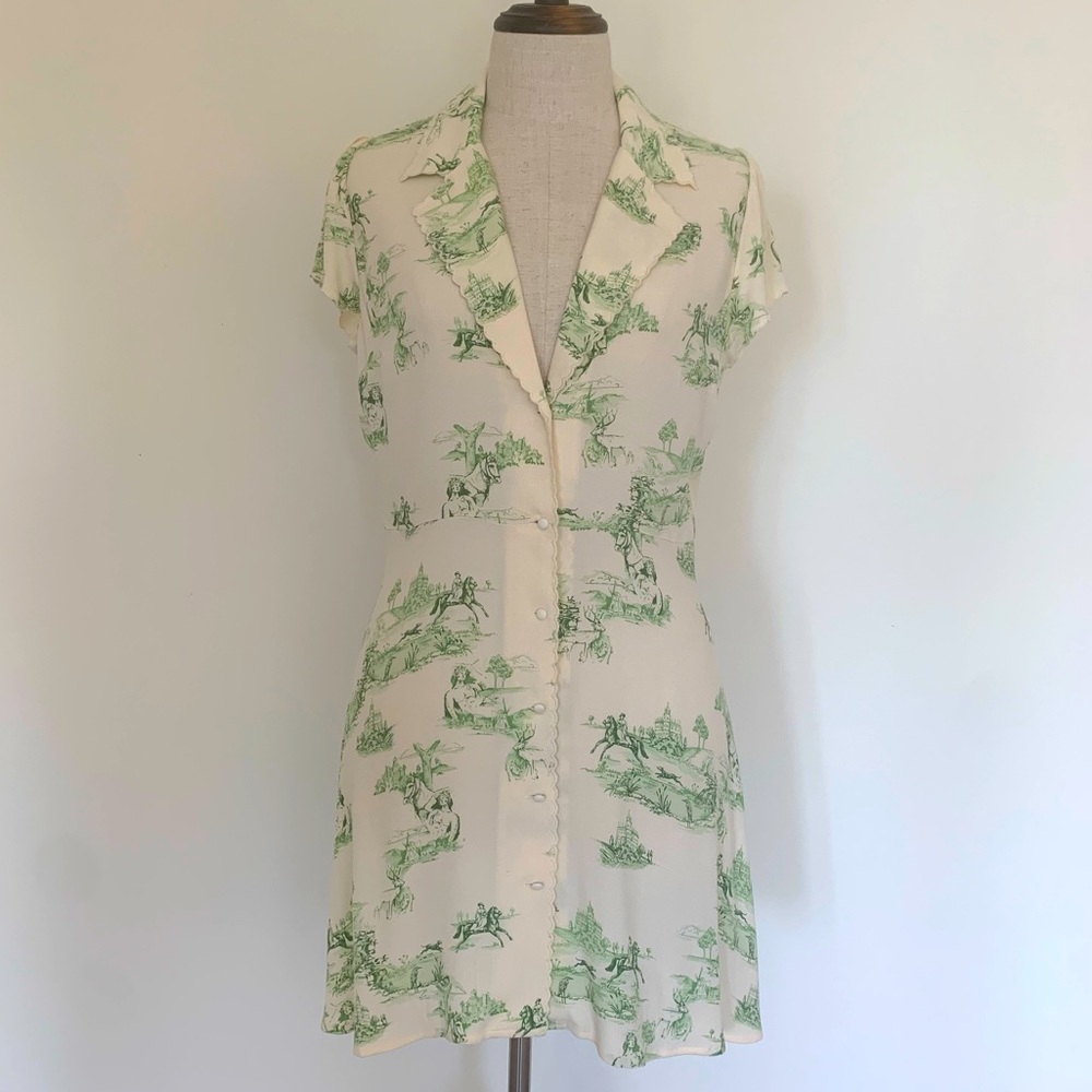 SUNDAY BEST 🌿 Button Up Toile Dress Medium